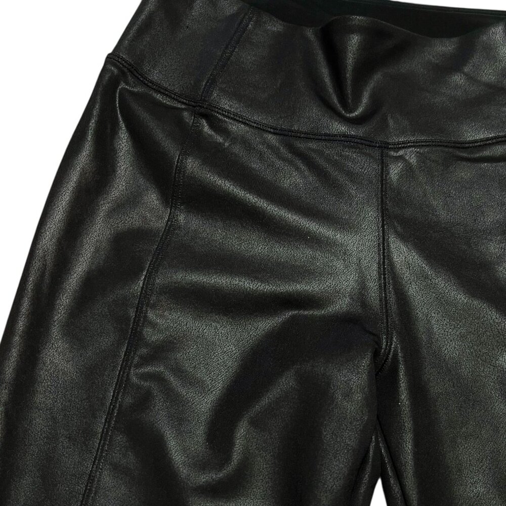Athleta Delancey Gleam Tight Womens Size XS Black Faux Leather Look - Picture 2 of 4